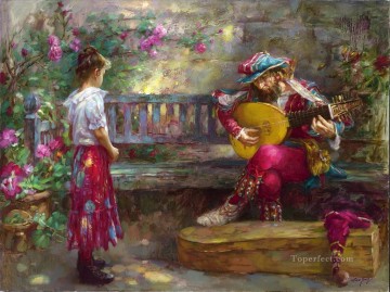 女性 Painting - ミュージシャンと女の子